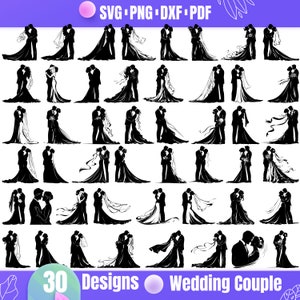 High Quality Wedding Couple SVG Bundle, Wedding Couple dxf, Wedding Couple png, Wedding Couple vector, Wedding Couple clipart,Married Couple