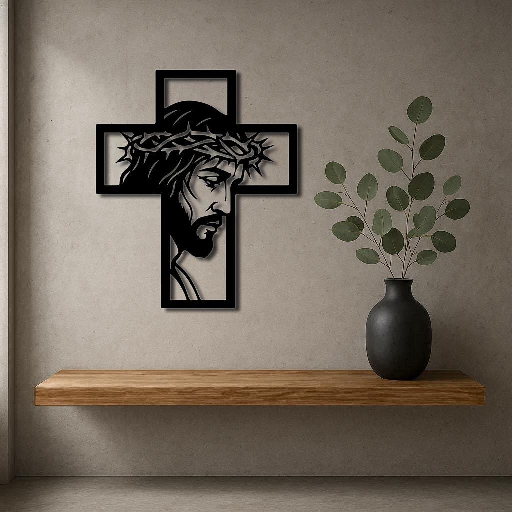 Jesus Cross SVG Cut File, Jesus Face Cross, DXF for Plasma & Laser ...