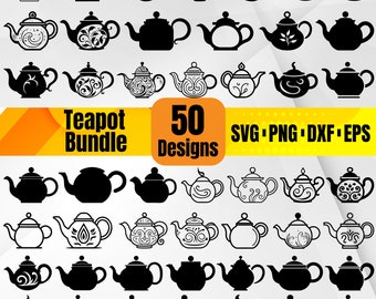 High Quality Teapot SVG Bundle, Tea Pot SVG, Tea Party, svg, Tea Kettle svg, Teapot monogram, Teapot  dxf, Teapot png, Teapot vector