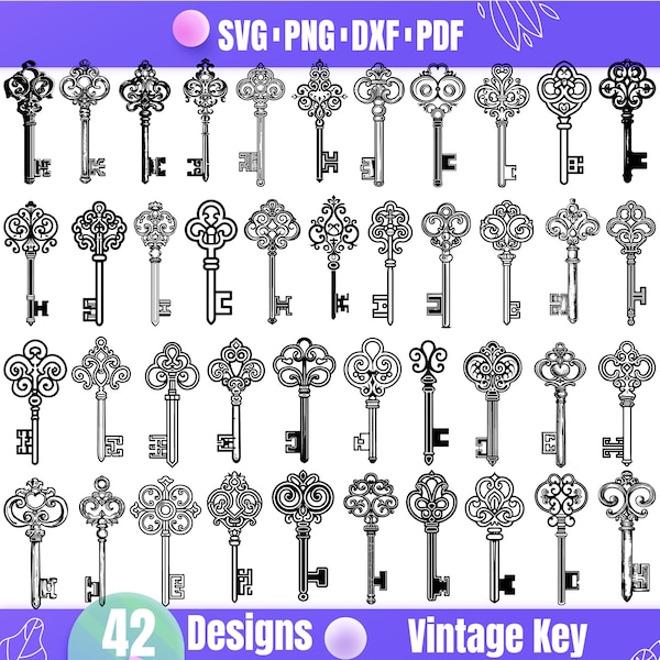 High Quality Vintage Key SVG Bundle, Vintage Key dxf, Vintage Key png, Vintage Key vector, Vintage Key clipart,Antique Key svg,Victorian svg