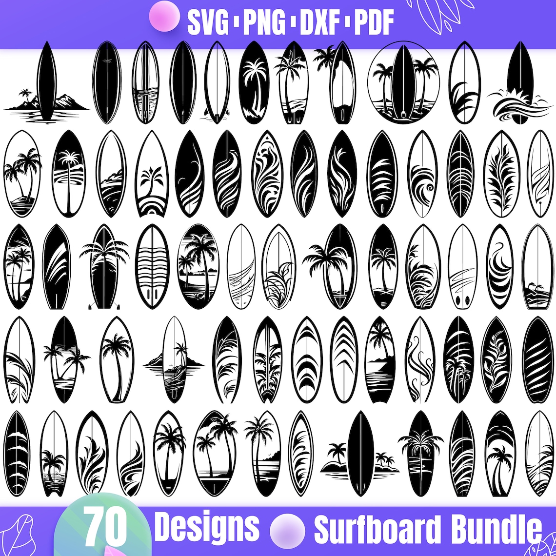 High Quality Surfboard SVG Bundle, Surfboard Dxf, Surfer Svg, Surfboard Png, Surfboard Vector