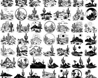 High Quality Desert Scene SVG Bundle, Desert Scene dxf, Desert Scene png, Desert Scene vector, Desert Landscape svg, Desert Cactus svg