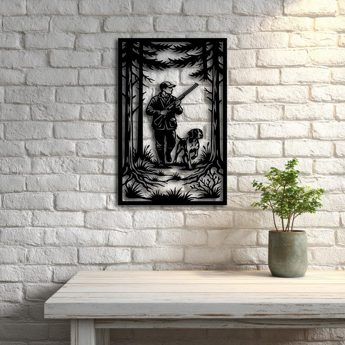 Hunting Panel SVG DXF, Hunter and Duck Hunting Scene, Silhouette Cut ...