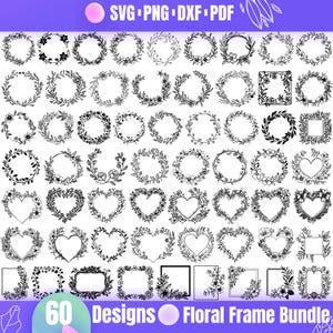 High Quality Floral Frame SVG Bundle, Botanical frame svg, Flower border svg, Floral wreath svg, Elegant frame svg, Floral frame svg