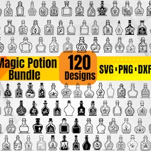 High Quality Magic Potion Bottle SVG Bundle, Witches Bottle svg, Potion Bottle monogram, Potion Bottle dxf, Potion Bottle png
