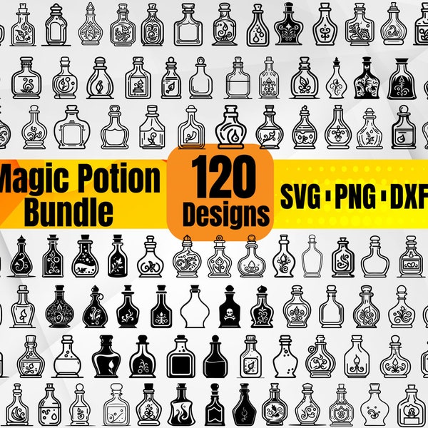High Quality Magic Potion Bottle SVG Bundle, Witches Bottle svg, Potion Bottle monogram, Potion Bottle dxf, Potion Bottle png