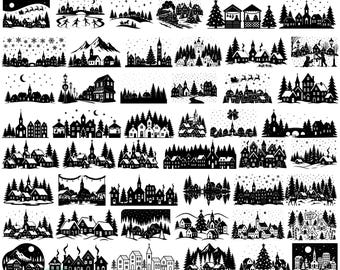 High Quality Christmas Village SVG Bundle, Christmas Houses svg, Christmas Town svg, Christmas Village dxf, Christmas Village png