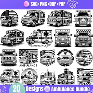 High Quality Ambulance SVG Bundle, Ambulance dxf, Ambulance png, Ambulance vector, Ambulance clipart, Medic svg, Paramedic svg, Medical svg
