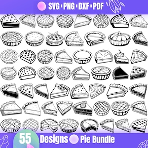 Pajvektorpaket — Läckra dessertillustrationer och bakningsclipart, 55 designer