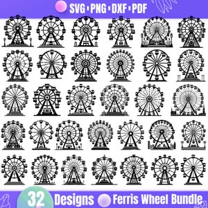 High Quality Ferris Wheel SVG Bundle, Ferris Wheel dxf, Ferris Wheel png, Ferris Wheel vector, Ferris Wheel clipart, Theme Park svg