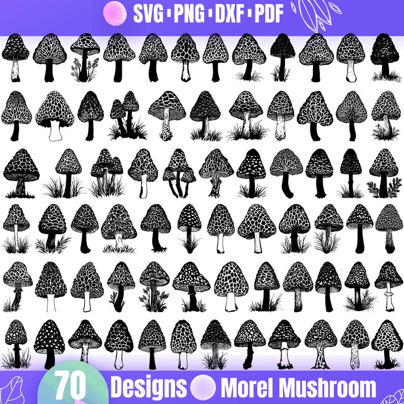 High Quality Morel Mushroom SVG Bundle, Mushroom Vector, Morel Design