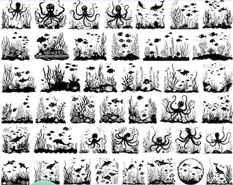 High Quality Undersea Scene SVG Bundle, Undersea Scene dxf, Undersea Scene png, Undersea Scene vector, Undersea Scene clipart, Ocean Animals