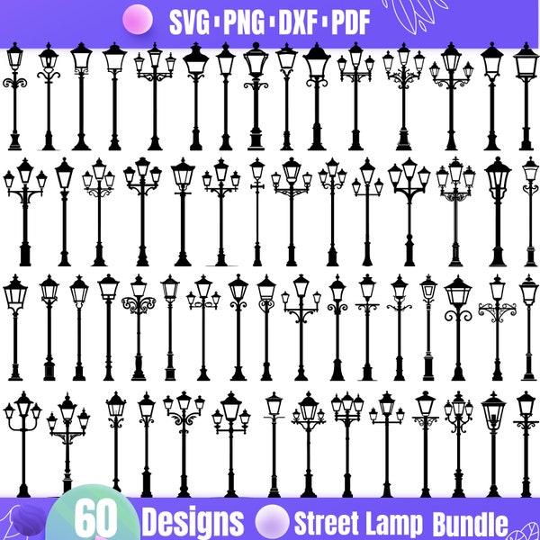 High Quality Street Lamp SVG Bundle, Street Lamp monogram, Street Lamp dxf, Street Lamp png, Street Lamp vector, Street Lamp clipart