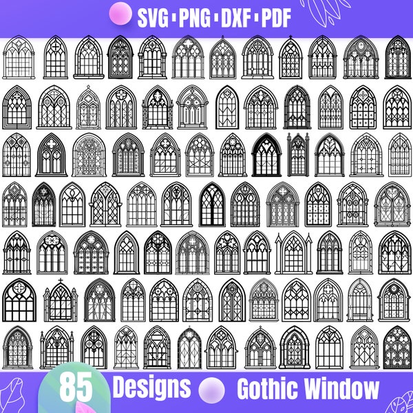 Bundle SVG de haute qualité pour fenêtre gothique, fenêtre d'église svg, fenêtre gothique dxf, fenêtre gothique png, vecteur de fenêtre gothique, clipart fenêtre gothique