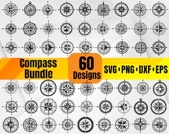 High Quality Compass SVG Bundle, Compass Rose svg, Nautical Compass svg, Compass monogram, Compass dxf, Compass png, Compass vector