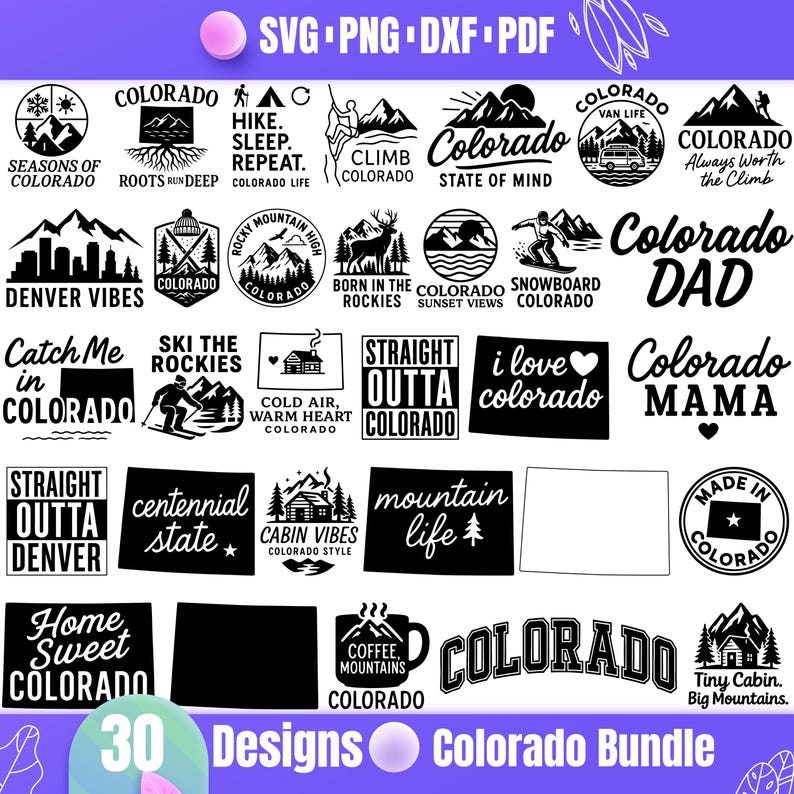 Colorado SVG Bundle | 30 Colorado State Designs | Denver | Rocky ...