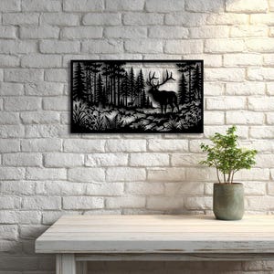 Elk Railing Scene Wildlife Forest Scene Panels SVG DXF, Railing Designs With Deer, Elk ...