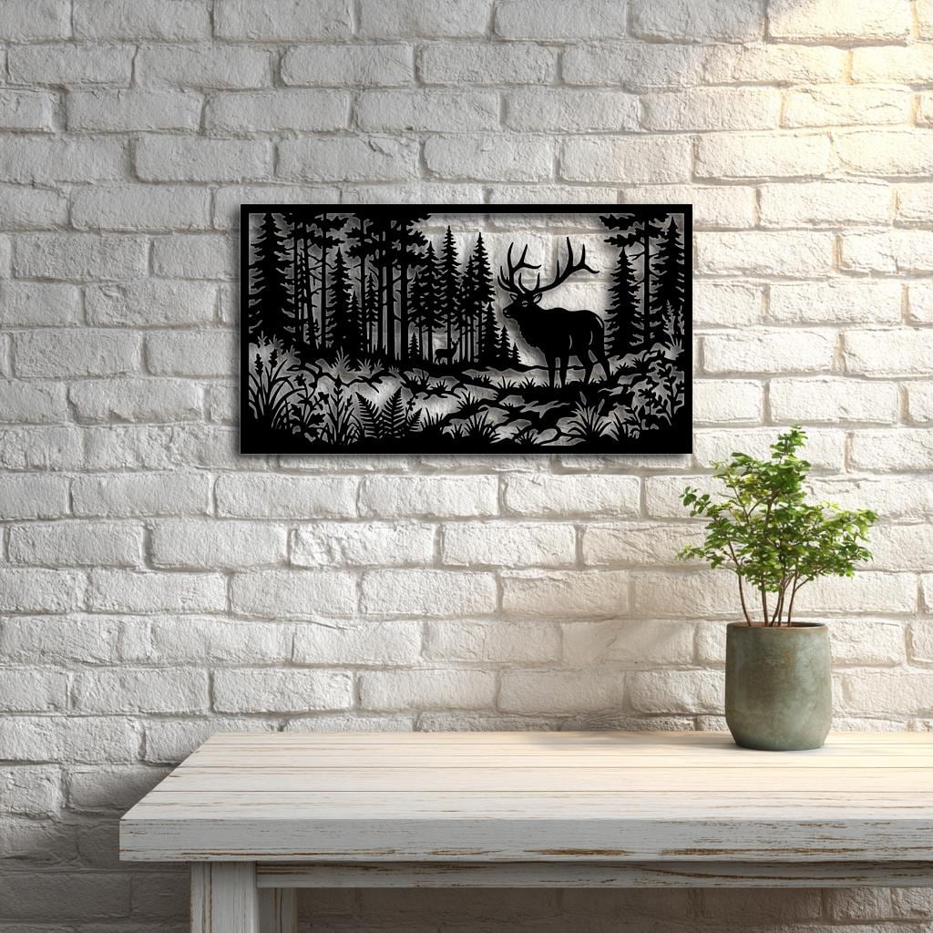 Wildlife Forest Scene Panels SVG DXF, Railing Designs With Deer, Elk ...