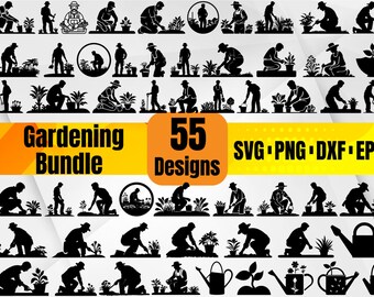 Wysokiej jakości pakiet ogrodniczy SVG, ogrodnik svg, ogród svg, ogrodnictwo dxf, ogrodnictwo png, ogrodnictwo eps, ogrodnictwo wektor, projekt ogrodniczy