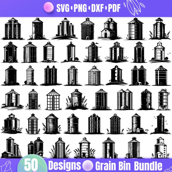 High Quality Grain Bin SVG Bundle, Grain Bin dxf, Grain Bin png, Grain Bin vector, Grain Bin clipart, Farm Silo svg, Grain Elevator svg