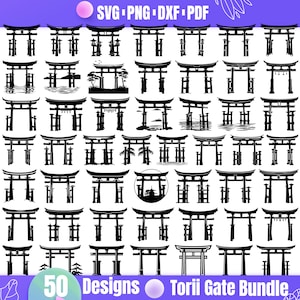 Torii Gate SVG Bundle — Japanese Shrine Illustrations and Traditional Architecture Clipart