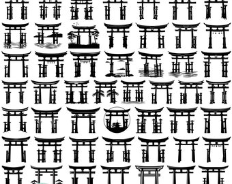 Torii Gate SVG Bundle — Japanese Shrine Illustrations and Traditional Architecture Clipart