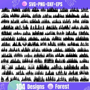 Pacchetto SVG foresta di alta qualità, monogramma forestale, dxf forestale, png foresta, vettore forestale, boschi in formato SVG, alberi in formato SVG, abete rosso in formato SVG, albero della foresta in formato SVG