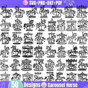 High Quality Carousel Horse SVG Bundle, Carousel Horse dxf, Carousel Horse png, Carousel Horse vector, Carousel Horse clipart, Circus Horse