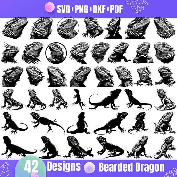 High Quality Bearded Dragon SVG Bundle, Bearded Dragon dxf, Bearded Dragon png, Bearded Dragon vector, Bearded Dragon clipart