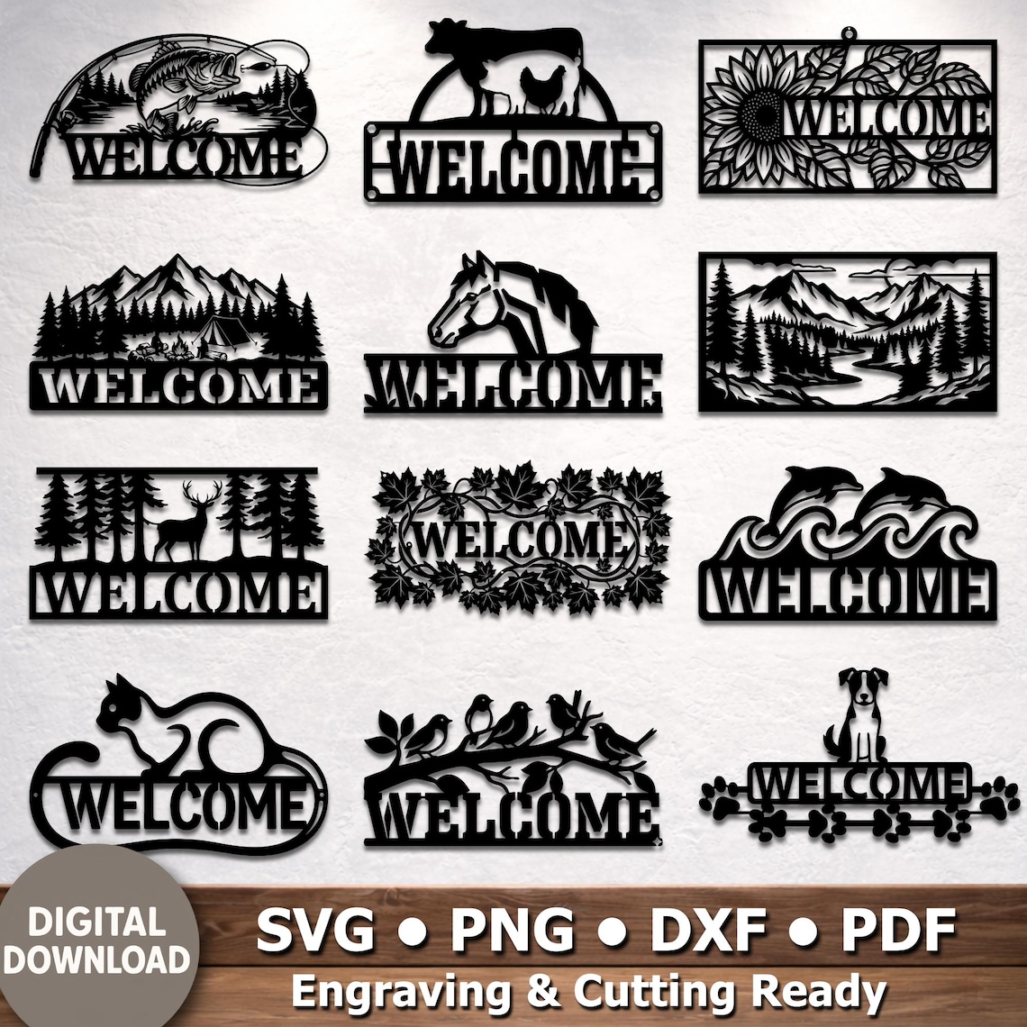 Welcome Sign Bundle – SVG DXF Designs, Decorative CNC Plasma & Laser ...