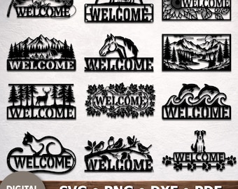 Welcome Sign Bundle – SVG DXF Designs, Decorative CNC Plasma & Laser Projects, Cutting Files
