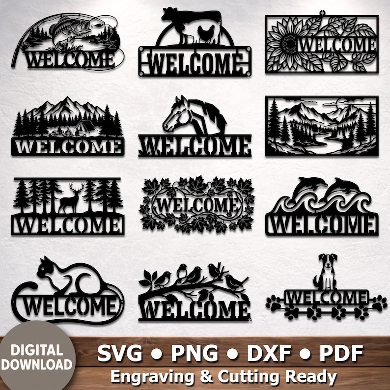 Digisize Welcomesign Welcome Sign Bundle – SVG DXF Designs, Decorative CNC Plasma & Laser ...