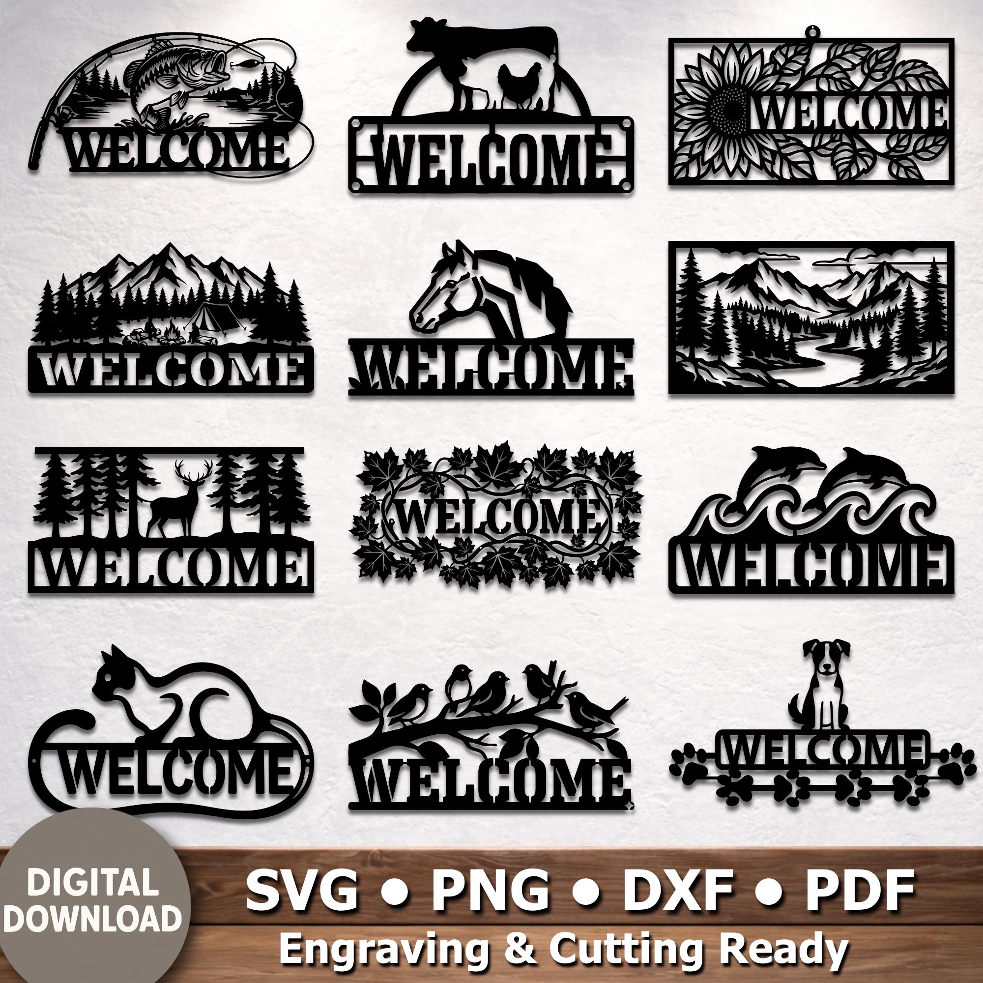 Welcome Sign Bundle – SVG DXF Designs, Decorative CNC Plasma & Laser ...