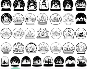 Snow Globe Vector Bundle — 35 Christmas Ornament Illustrations and Holiday Clipart Set