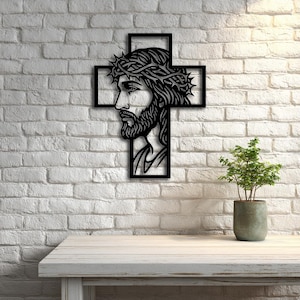 Jesus Cross SVG Cut File, Jesus Face Cross, DXF for Plasma & Laser ...