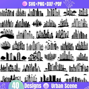 Cityscape SVG Bundle — 40 Urban Skyline Illustrations and Architecture Clipart Designs