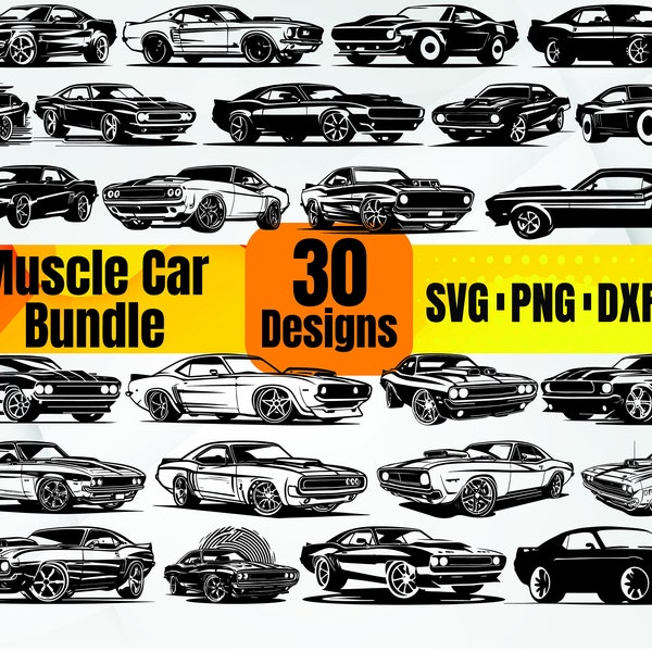 High Quality Muscle Car SVG Bundle, Muscle Car dxf, Muscle Car png, Muscle Car eps, Muscle Car vector, Muscle Car cut files