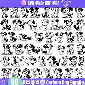 Paquete SVG de perro de dibujos animados de alta calidad, perro de dibujos animados dxf, perro de dibujos animados png, vector de perro de dibujos animados, clipart de perro de dibujos animados, lindo perro svg, lindo cachorro svg