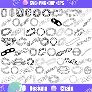 High Quality Chain SVG Bundle, Chain monogram, Chain dxf, Chain png, Chain vector, Chain design, Chain outline, Chain svg, Metal Chain svg