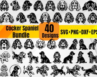 High Quality Cocker Spaniel SVG Bundle, Cocker Spaniel face svg, Cocker Spaniel dxf, Cocker Spaniel png,Cocker Spaniel vector
