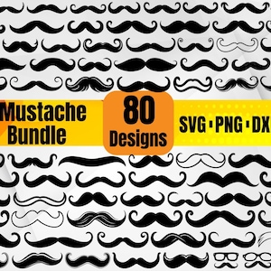 80 Mustache Bundle SVG | Vintage and Modern Mustache Vector Designs | Digital Cut Files for Cricut & Silhouette | Facial Hair Clipart Set