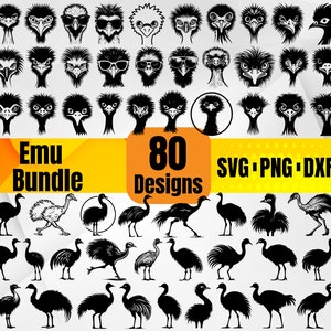 High Quality Emu SVG Bundle, Emus svg, Ostrich svg, Emu monogram, Emu dxf, Emu png, Emu vector, Emu design, Emu decal, Australian bird svg