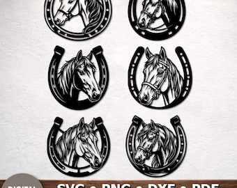 Horseshoe DXF SVG, Horse Silhouette for Laser Cutting, CNC Plasma Cut File, Cricut Designs, Metal Wall Art