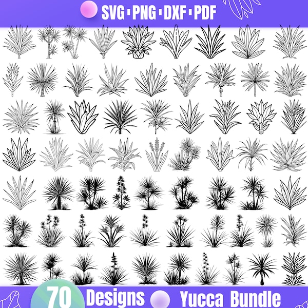 Yucca SVG Bundle de haute qualité, Yucca dxf, Yucca png, vecteur de Yucca, clipart Yucca, Yucca Garden svg, svg plante yucca, plante d'intérieur svg