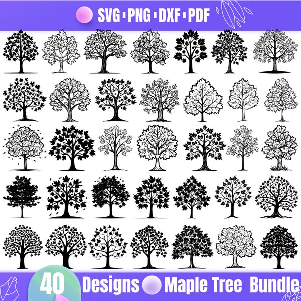 High Quality Maple Tree SVG Bundle, Maple Tree dxf, Maple Tree png, Maple Tree vector, Maple Tree clipart, Fall Tree svg, Fall Tree Print