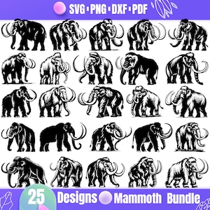 High Quality Mammoth SVG Bundle, Mammoth dxf, Mammoth png, Mammoth vector, Mammoth clipart, Mammoth artwork, Mammoth monogram