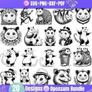 High Quality Opossum SVG Bundle, Funny Opossum, Opossum dxf, Opossum png, Opossum vector, Opossum clipart, Cute Opossum svg, Opossum Dance