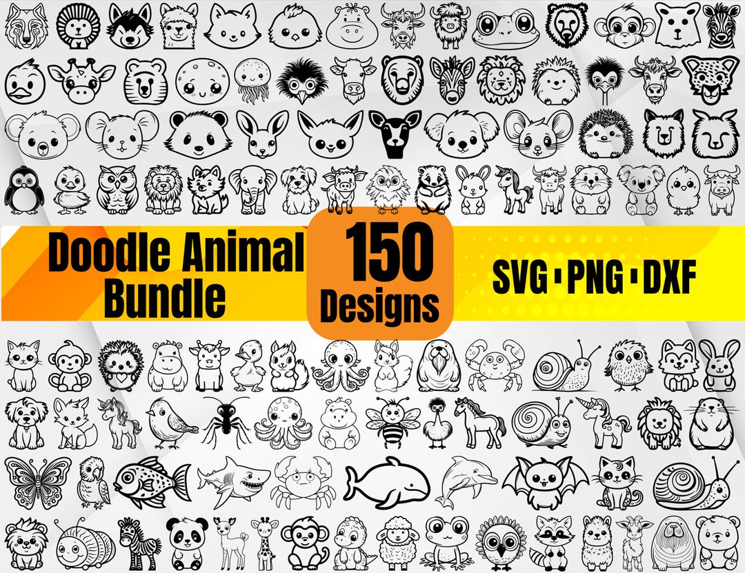 Doodle Animal Svg - Cute and Whimsical Designs for Crafts - Etsy