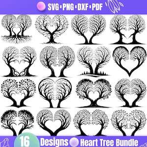 Hochwertiges Herz Baum SVG Bundle, Herz Baum dxf, Herz Baum png, Herz Baum Vektor, Herz Baum Clipart, Liebesbaum svg, Baum Herz svg