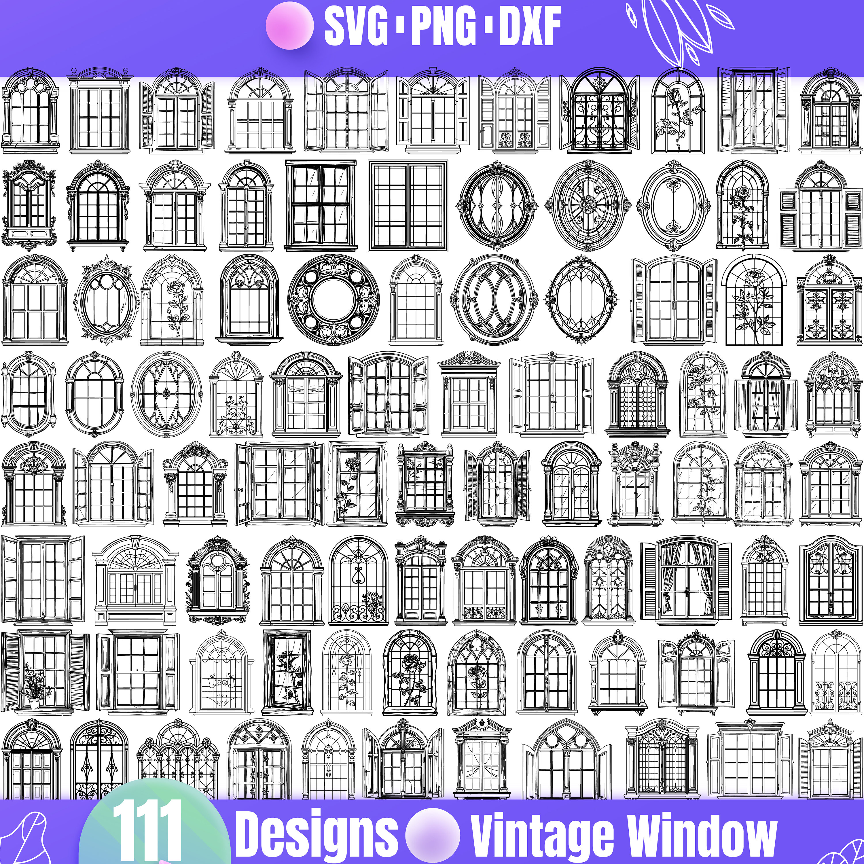 High Quality Vintage Window SVG Bundle, Vintage Window dxf, Vintage Window png, Vintage Window vector,Vintage Window clipart,Medieval Window